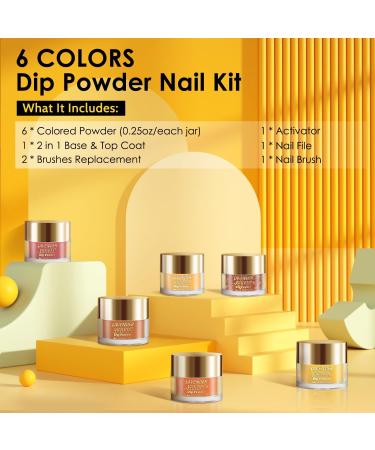 Lavender Violets 14g x 6 Colors Acrylic Dip Powder Set - Winter Colours Nail Art Manicure with Glitter J206 Amber - Buy Online on GoSupps.com