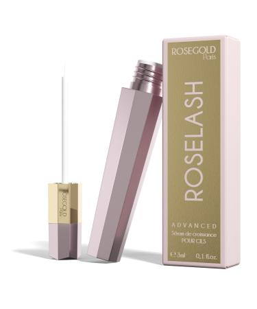 ROSEGOLD ROSELASH Advanced Eyelash Growth Serum Fuller Longer and Thicker - 95% Natural Made in France - Hormone Free Fragrance Free - Vegan