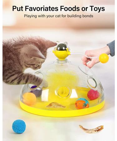 HOPET Interactive Cat Toy with Catnip Balls, Roller Tracks, and Exercise Balls for Indoor Cats - Kitten Feeder Stimulation Toys - Yellow - Buy Online on GoSupps.com