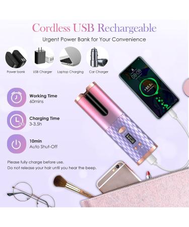 Automatic Rechargeable Rotating Curling Iron - 6 Temps & Timers Ceramic Wand Safe & Easy Curls - Buy Online on GoSupps.com