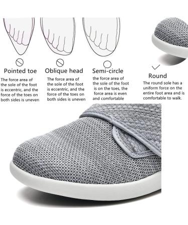 GSFY Women's Diabetic Shoes Wide Width - Breathable Memory Foam Walking Sneakers for Elderly Swollen Feet - 9 Wide Light Grey - Buy Online on GoSupps.com