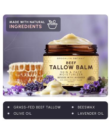 Brooklyn Botany Beef Tallow Balm Grass Fed Beef Tallow for Skin and Face Nourishing Face Moisturizer Infused with Lavender 2 oz Lavender 2 Ounce (Pack of 1) - Buy Online on GoSupps.com