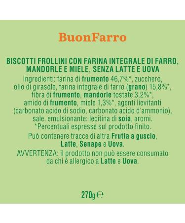  Italian Gourmet E.R. Mulino Bianco BuonFarro Pack of 6 shortcrust pastry biscuits with wholemeal spelt flour almonds and honey 270g + gourmet Italian polpa 400g - Buy Online on GoSupps.com