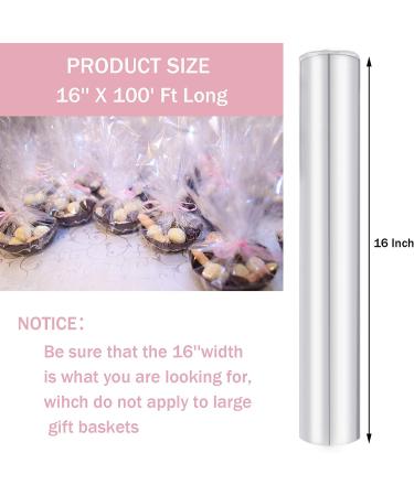 Morepack 16 in x 100 Ft Cellophane Wrap Roll - Clear Plastic Gift Basket Wrap - Buy Online on GoSupps.com