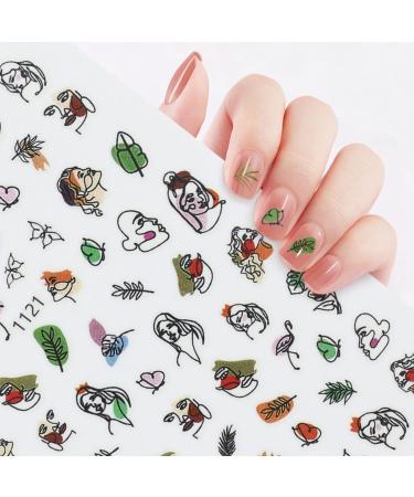 1 Sheet Fashion Decals Graffiti Pattern DIY Nail Art Decoration Slider Manicure Tool Geometric People Face Nail Sticker(1122) Style1122 - Buy Online on GoSupps.com