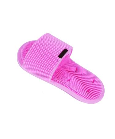 Hizolvio Shower Foot Scrubber with Non-Slip Suction Cups  Silicone Bristle Shower Foot Cleaning Brush Slipper for Spa Massager Exfoliating Dead Skin Remover (1 PCS) (Pink)
