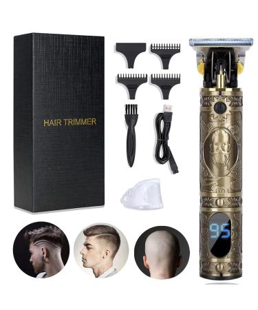 T Blade Trimmer Hair Clippers for Men Hair Cutting Professional Cordless Zero Gapped Hair Trimmer for Men Haircut Barber Clipper Edge Detail Beard Trimmer Shaver, USB Rechargeable LED Display (Gold-1)