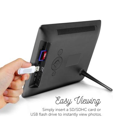 Aluratek 8 LCD Digital Picture Frame with 4GB Memory - USB/SD/SDHC Supported - Modern Black Frame with Clock & Calendar - Buy Online on GoSupps.com