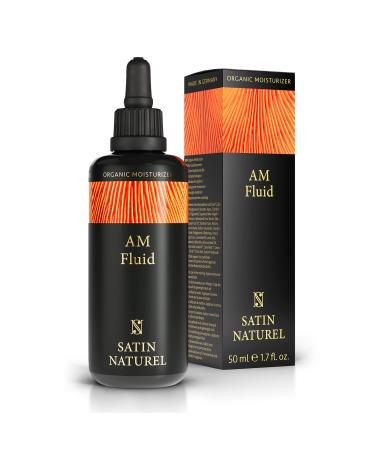 Satin Naturel AM Fluid Organic Moisturiser - 2-in-1 Day Cream + Primer Makeup 50ml - Face Moisturiser for a Glowy Hydrated Skin Care before applying Makeup - Morning Face Care - Made in Germany