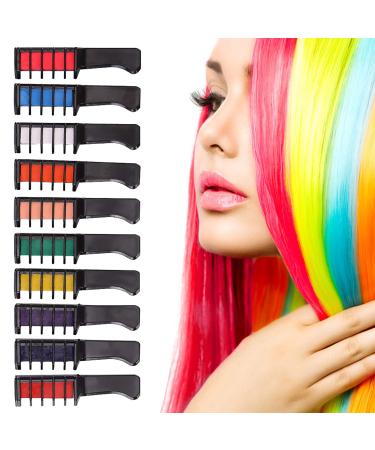 Lyydan 10 pieces hair color crest temporary hair color chalk kamm washable non -toxic hair chalk for children adult birthday party and cosplay