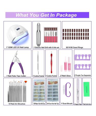 Portable USB Electric Nail Drill Kit with 120W UV LED Lamp - All-In-One Professional Nail Set for Beginners - Buy Online on GoSupps.com