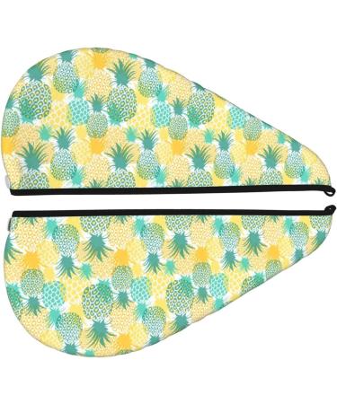Quick-Dry Hair Towel Wrap with Button - Pineapple Pattern Hair Drying Turban for Effortless Hair Care - Buy Online on GoSupps.com