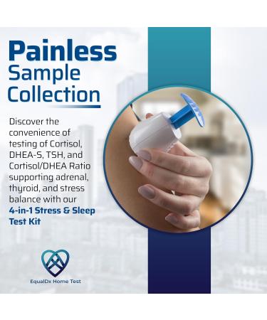 EqualDx 4-in-1 Stress, Sleep & Thyroid Test – Cortisol Test Kit at Home with DHEA-S, TSH, Cortisol/DHEA Ratio - Adrenal & Thyroid Hormone Panel - Clinical-Grade Accuracy Painless Collection - Buy Online on GoSupps.com