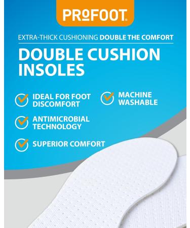 Profoot Men's Double Cushion Insoles - Extra Thick Dual Layer Comfort - 2 Pairs Beige One Size - International Shipping Available - Buy Online on GoSupps.com