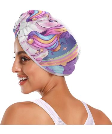 Purple Unicorn Hair Towel 2 Pack | Super Absorbent Quick Dry Hair Turbans for Women & Girls - Ultimate Hair Drying Solution - Buy Online on GoSupps.com