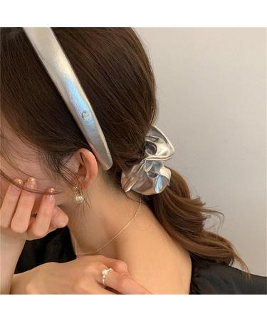 PODNAMAT Large Hair Loop Rope Hair Loop Tied Hair Ponytail Head Rope Hair Rope Hair Accessories Gift for Girls(Silver Small Large Intestinal Hair Ring) - Buy Online on GoSupps.com