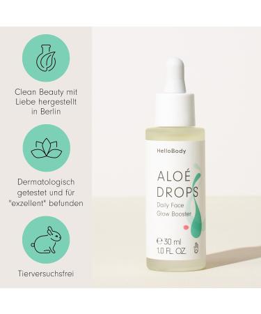  HelloBody HelloBody ALOE DROPS (30 ml) - Face serum for normal and dehydrated skin - Daily face Glow Drops - Facial care with plant-based squalane - Buy Online on GoSupps.com