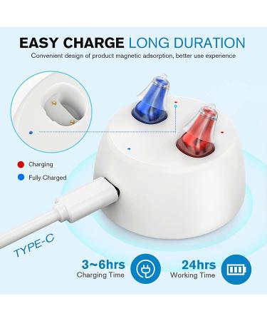 iBstone Rechargeable Hearing Amplifier | Mini Digital CIC Hearing Devices for Adults & Seniors | Blue & Red Pair | K17 - Buy Online on GoSupps.com