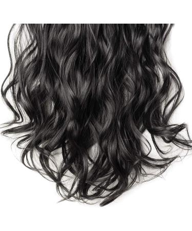 SILK-CO 17 Jet Black Curly Clip-In Hair Extensions - 100% Synthetic Hair, 8PCS Set for Full Head - Long Wavy Style - Buy Online on GoSupps.com