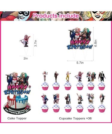 37Pack Quinn of Harley Cake Decorations Quinn of Harley Party Supplies with 36pcs Cupcake Toppers 1pcs Big Cake Topper for Quinn of Harley Birthday Party Supplies - Buy Online on GoSupps.com