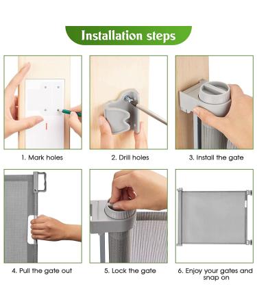 JSK Retractable Baby Gate  Extra Wide Safety Kids or Pets Gate  33"* 55" Wide  Mesh Safety Dog Gate for Stairs  Indoor  Outdoor  Doorways  Hallways(Gray) - Buy Online on GoSupps.com