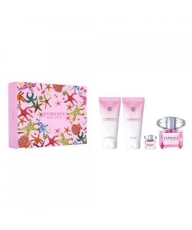 Versace Bright Crystal 4-Pieces Set for Women Floral Fruity Fragnance 9.59 Fl Oz