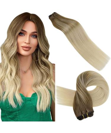 LAAVOO BALAYAGE TREENT REAL HARING HAIRSTENE REAL HAIR Extensions Light Brown Balayage Ombre Hellblond Sew In hair extensions real hair hairpin groove 100g #8/59 45cm 1.41 #8/59