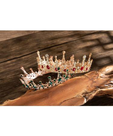 Forsylvanas Gold Baroque Crown - Crystal Vintage Princess Queen Tiara for Women Girls | Bridal Wedding Prom Hair Accessory (Gold Red) - Buy Online on GoSupps.com
