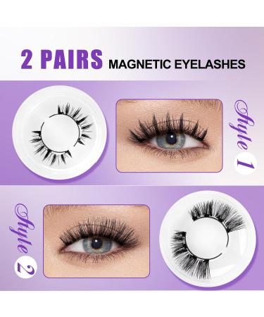 Magnetic Eyelashes with Applicator - No Glue Reusable Lightweight & Soft | 2 Pairs of Wispy Styles by Wendy Lashes (KS02/XM1 - Buy Online on GoSupps.com