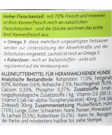 RINTI Kennerfleisch Junior Can - Chicken 12 x 400g + 33.33g | Premium Dog Food for Puppies International Shipping Available - Buy Online on GoSupps.com