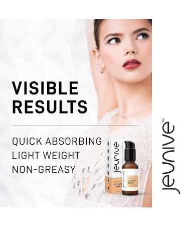 Jeunive Citrus Stem Cells Vitamin C Serum with Anti-Aging Hyaluronic Acid & Citrus Stem Cells | Day and Night Nourishment to Refresh and Even Blemishes for that Special Glow 1 oz (28g) - Buy Online on GoSupps.com