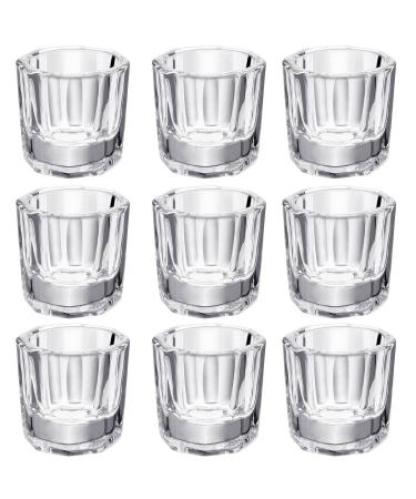 Hioph 10pcs Dappen Dish for Acrylic Nails Acrylic Powder Holder Acrylic Glass Jar Dampen Dish Liquid Cup for Nail Art Manicure Care Tools
