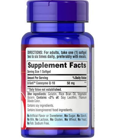 Q-Sorb CoQ10 50mg Softgels | Heart Wellness Support | Puritan's Pride 100 Count - Buy Online on GoSupps.com