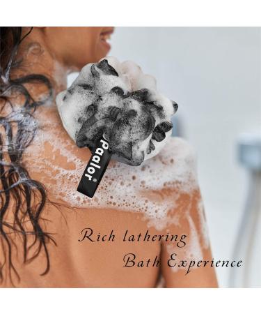 Paalor Loofah-Pack of 3 Black Loofah men with Double Knotted Core and Hanging Ribbon-Shower Sponge Mesh Loofa Creates a Rich Lather for Gentle Cleansing Exfoliating - Buy Online on GoSupps.com