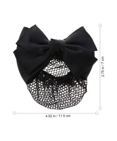 KALLORY French Barrette Hair Bun Net Mesh Cover Bowknot Hair Clip for Women (Black) - 11.5*7cm - Buy Online on GoSupps.com