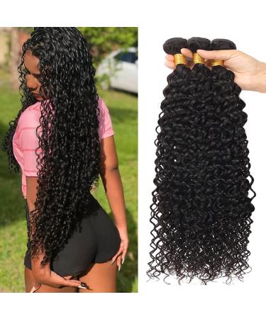 Beautymoon Water Wave Bundles 16 18 20 Inch Wet and Wavy Bundles 100% Unprocessed Brazilian Virgin Hair Bundles 10A Water Wave 3 Bundles Human Hair Extensions for Black Women Natural Color