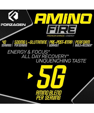 Forzagen Amino Fire | Essential Amino Energy Powder for Pre-Workout | BCAA Energy Boost & Muscle Recovery Drink Mix Enhance Focus & Concentration Dietary Supplement | Strawberry Kiwi 40 Servings - Buy Online on GoSupps.com