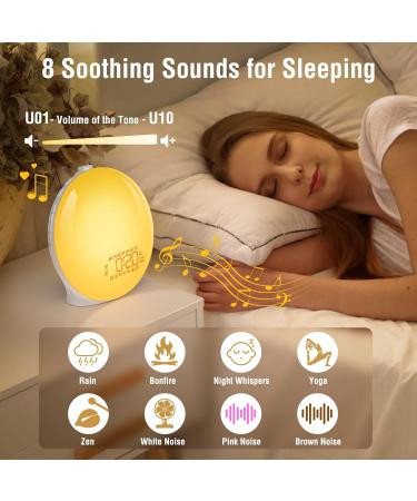 Yazeky Daylight Alarm Clock | Sunrise Sunset Simulation | Dual Alarms & 7 Natural Sounds | Bedside Lamp with 7 Color Brightness - Buy Online on GoSupps.com