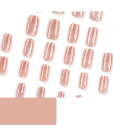 Brown Glossy Cat Eye Press-On Nails Set - 24-Pieces 12 Shapes Reusable Glue & Accessories Included - Perfect for Daily Wear & Special Occasions - Buy Online on GoSupps.com