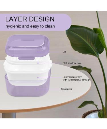 Prohese Dinner with Sieve: Ideal Denture Can for Cleaning Soaking & Storing Bite Rails - Purple - Buy Online on GoSupps.com