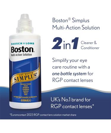 Boston Simplus Multi-Action Solution 120ml Contact Lens Solution for Rigid Gas Permeable Contact Lenses - Clean Disinfect & Condition with Contact Lens Case - Buy Online on GoSupps.com