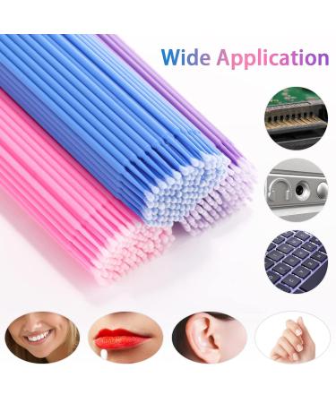 Microbrush Vactop 300 PCS - Disposable Micro Applicator Brushes for Eyelash Extensions & Makeup - Purple Blue Pink - Buy Online on GoSupps.com