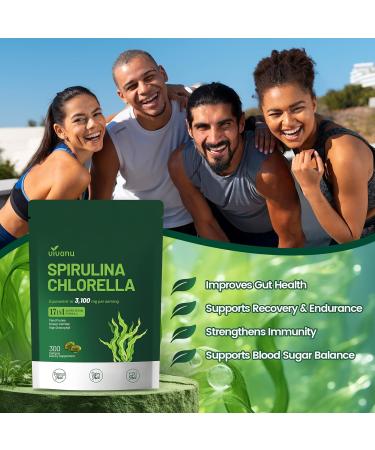 VivoNu Spirulina and Chlorella Capsules | 3100mg | Spirulina Capsules | Vegan Superfood Rich in Protein Chlorophyll Vitamins & Minerals | Non-Irradiated BlueSpirulina | 300 Capsules 300p/1bag - Buy Online on GoSupps.com