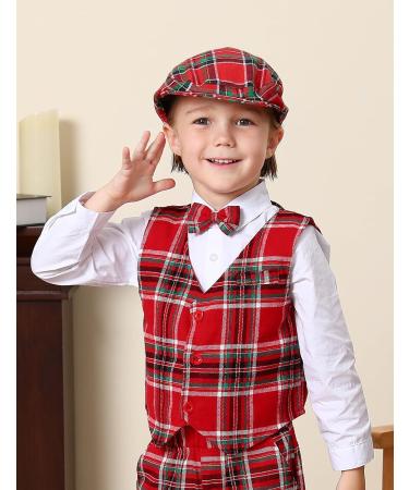 Mint Green Baby Flat Cap | Vintage Drivers Hat with Lining | Breathable & Soft | Ages 0-8 | 2-3 Years | Red Plaid - Buy Online on GoSupps.com