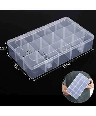 SGHUO 3 Pack Large Plastic Storage Box Organizer with 15 Grids and Dividers for Tackle Box, Beads, Washi Tape, Ribbons - Crafts & Art Supply Organization (10.9x6.5x2.2inch) - Buy Online on GoSupps.com