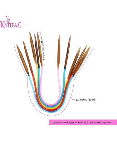 KnitPal 12-inch Short Circular Knitting Needles Set - 11 Sizes for Babies, Sleeves, Socks - Free Patterns eBook - US 0-10 (2-6mm) - Buy Online on GoSupps.com