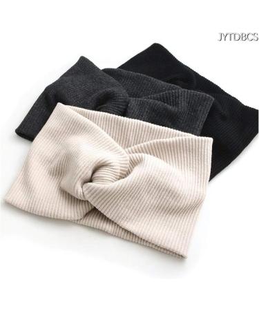Rib Turban Hair Band Wide Cross Hair Band Casual Simple Volume Hair Accessories Black - Buy Online on GoSupps.com