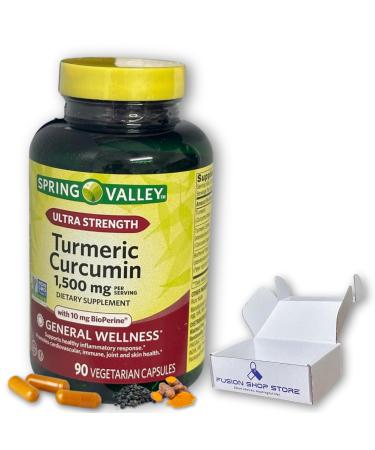 Turmeric Curcumin 1500mg with Black Pepper Capsules 90ct (Pack of 1) Boxed by Fusion Shop Store
