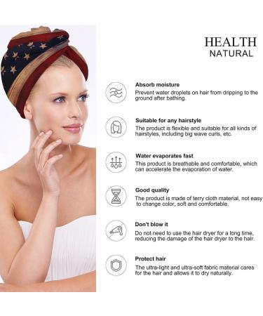 Wood Texture USA Flag Microfiber Hair Towel Wrap for Women - Super Absorbent 10x26 Inch Hair Turban with Button - Buy Online on GoSupps.com