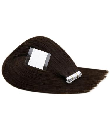 Runature 18 Inch Dark Brown Remy Real Hair Tape In Extensions - Virgin Human Hair - 45cm #2 - Buy Online on GoSupps.com